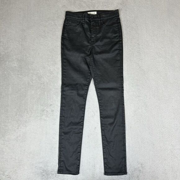 Madewell 10" High-Rise Skinny Jeans Black Button-Front Edition Size 27 EUC - Picture 1 of 9